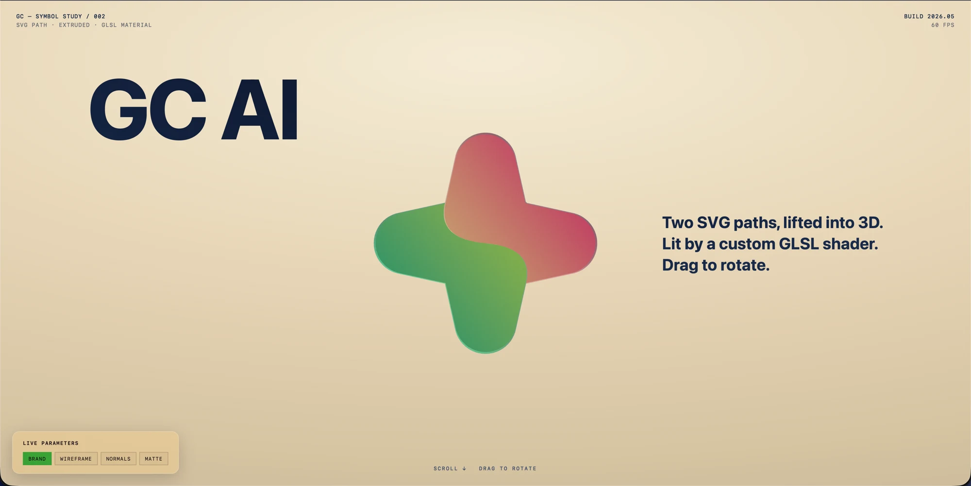 GC Symbol Study 커버 — 3D로 압출된 GC AI 심볼
